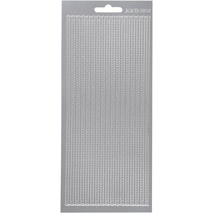Stickers, randen, vel 10x23 cm, zilver, 1 vel