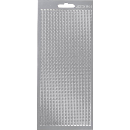 Stickers, randen, vel 10x23 cm, zilver, 1 vel