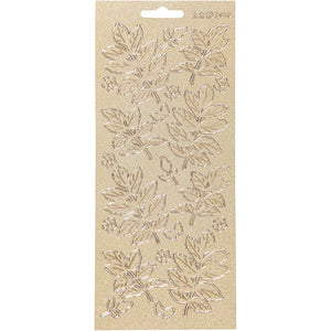 Stickers, bladeren, vel 10x23 cm, goud, 1 vel