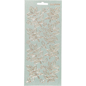 Stickers, bladeren, vel 10x23 cm, goud, 1 vel