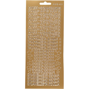 Stickers, hyvaa onnelista, vel 10x23 cm, goud, 1 vel