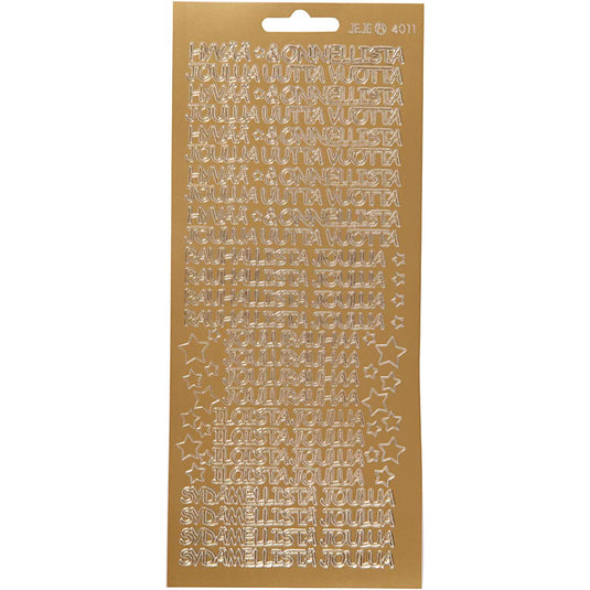 Stickers, hyvaa onnelista, vel 10x23 cm, goud, 1 vel