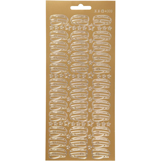 Stickers, hoed, vel 10x23 cm, goud, 1 vel