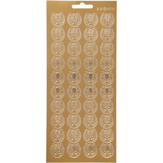 Stickers, lier, vel 10x23 cm, goud, 1 vel