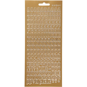 Stickers, alfabet, vel 10x23 cm, goud, 1 vel
