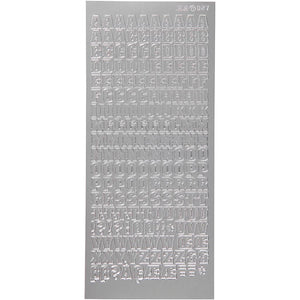 Stickers, alfabet, vel 10x23 cm, zilver, 1 vel
