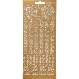 Stickers, jubileum, vel 10x23 cm, goud, 1 vel