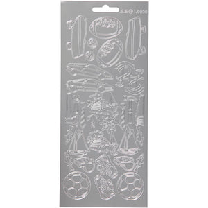 Stickers, sport, vel 10x23 cm, zilver, 1 vel