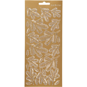 Stickers, twijgen, vel 10x23 cm, goud, 1 vel