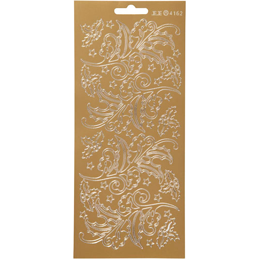 Stickers, hulst, vel 10x23 cm, goud, 1 vel