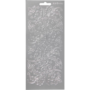 Stickers, hulst, vel 10x23 cm, zilver, 1 vel