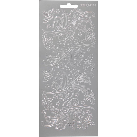 Stickers, hulst, vel 10x23 cm, zilver, 1 vel