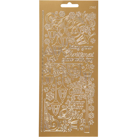 Stickers, lantaarnen, vel 10x23 cm, goud, 1 vel