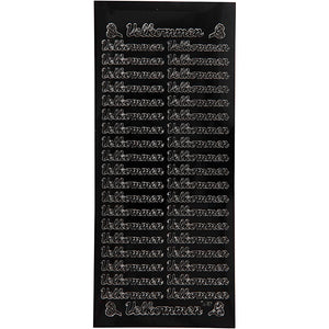 Stickers, velkommen, vel 10x23 cm, zwart, 1 vel