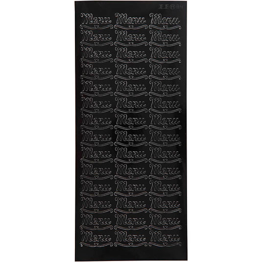 Stickers, menu, vel 10x23 cm, zwart, 1 vel