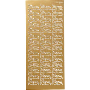 Stickers, menu, vel 10x23 cm, goud, 1 vel