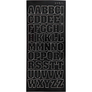 Stickers, grote hoofdletters, vel 10x23 cm, zwart, 1 vel