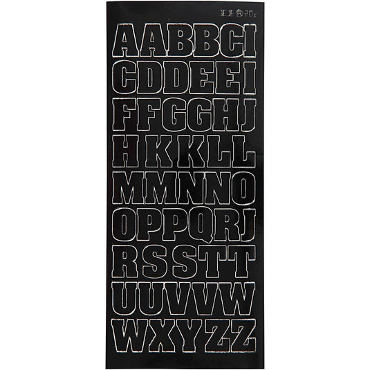 Stickers, grote hoofdletters, vel 10x23 cm, zwart, 1 vel
