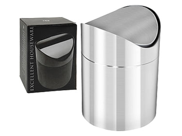 Excellent houseware afvalbakje voor op tafel met swing deksel materiaal rvs