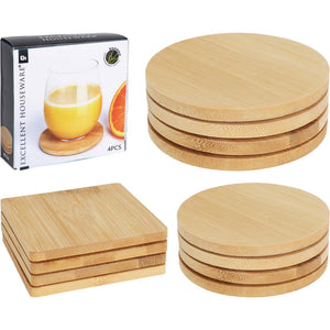 Excellent houseware glazenonderzetterset 4-delig dia.11,5cm bamboe