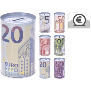 Spaarblik euro ø8x12,7cm assorti dessin