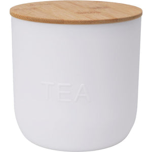 Excellent houseware voorraaddoos kunststof met bamboe deksel, coffee, tea of sugar