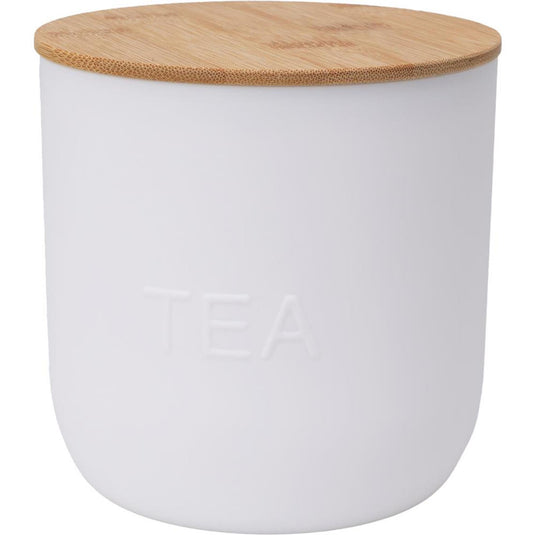 Excellent houseware voorraaddoos kunststof met bamboe deksel, coffee, tea of sugar