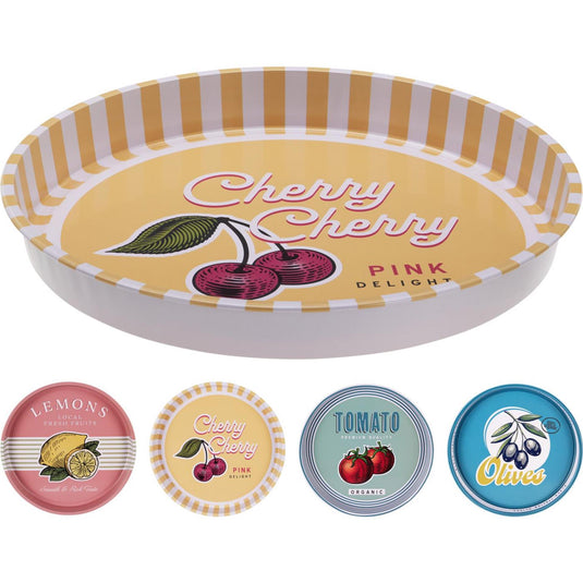 Home styling dienblad ã¸33xh4cm 4 assorti kers lemon olijf of tomaat