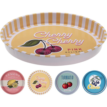 Home styling dienblad ã¸33xh4cm 4 assorti kers lemon olijf of tomaat