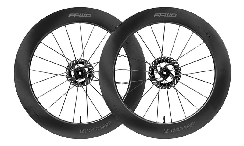 Afbeelding laden in galerijviewer, Shimano ffwd wielset raw77 fcc 77mm 2:1 ceramicspeed 12sp mat zwart
