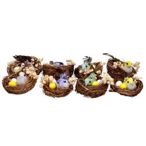Vogelnestjes 2 in box 4 assorti kleur pasen | 6 stuks