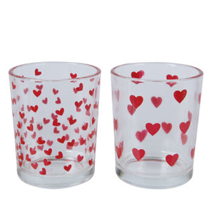 Theelichthouder glas hartjes 2 assorti | 20 stuks