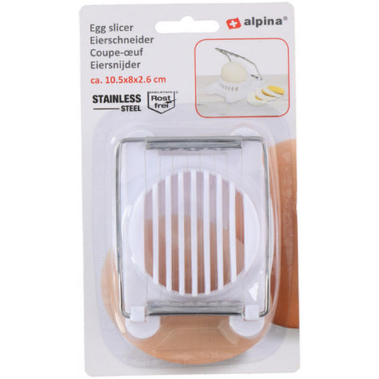 Alpina eiersnijder kunststof rvs wit 8x10,5cm