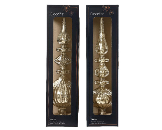 Decoris piek antique van glas zilver dia.9x35cm in 2 uitvoeringen
