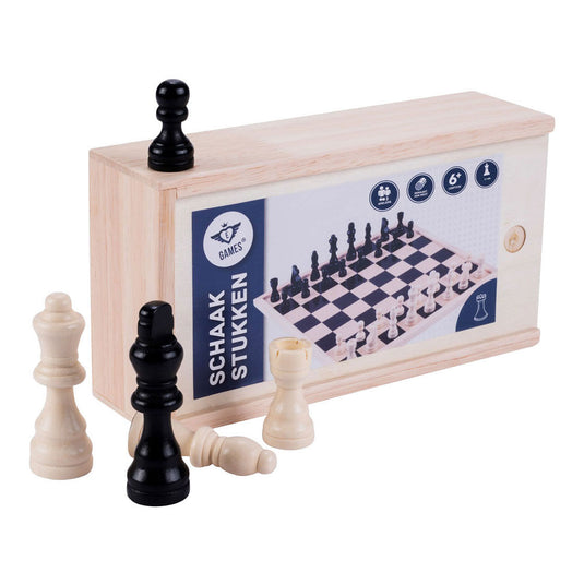 Longfield schaakstukken in kistje koning 77mm