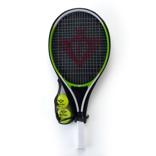 Tennisracket met hoes en 2 ballen - groen
