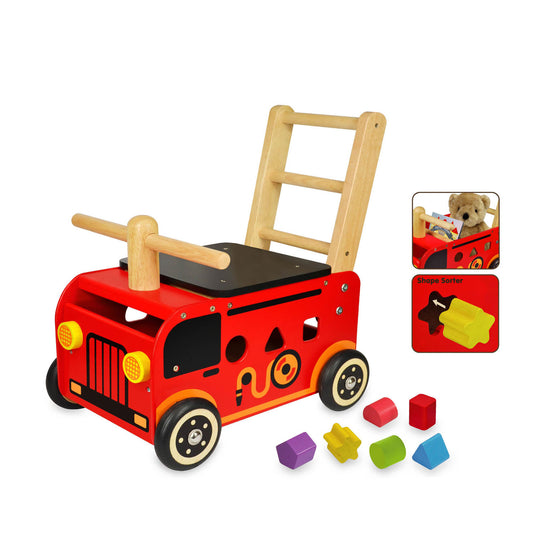 I'm toy loop- en duwwagen brandweer