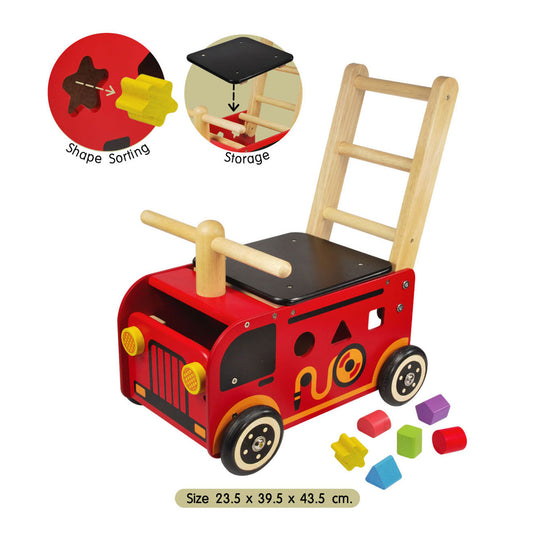 I'm toy loop- en duwwagen brandweer