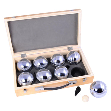Engelhart metalen jeu de boules - 8 ballen in houten kist - luxe set - pétanque - boules - metalen ballen - geschikt voor elke jeu de boules baan - longfield