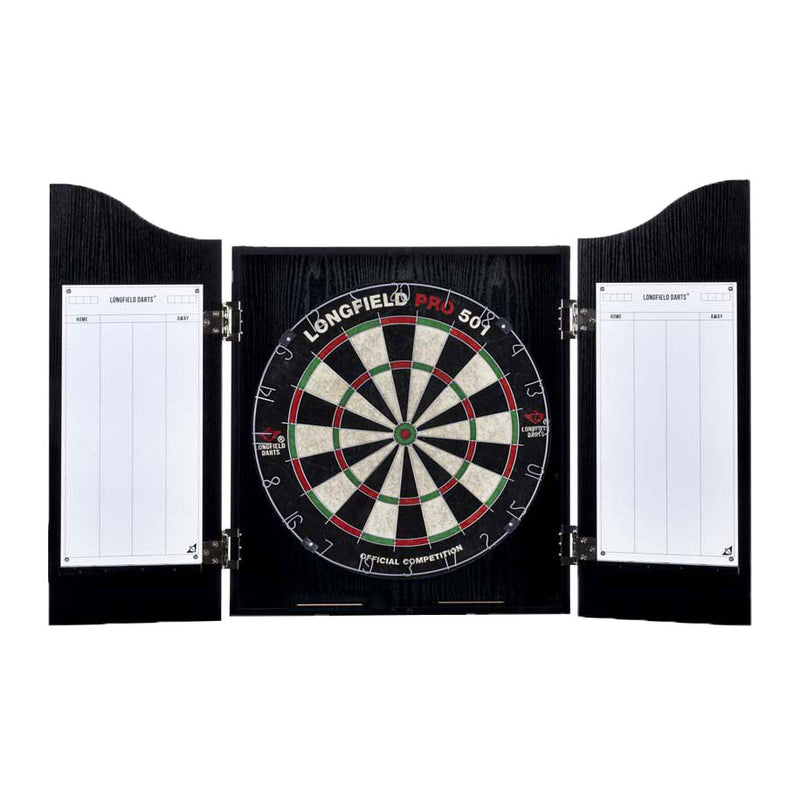 Afbeelding laden in galerijviewer, Engelhart houten cabinet met sisal dartbord incl. dartset
