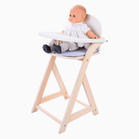 Angel toys poppenstoel grijs wit – houten poppenkinderstoel met kussentje – poppenstoel voor rollenspel – geschikt voor alle poppen – engelhart