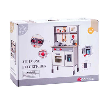 Dorjee houten speelkeuken – complete kinderkeuken met accessoires – oven, magnetron koelkast – inclusief pannen, spatels ijsmachine – kinderspel fantasiespel –
