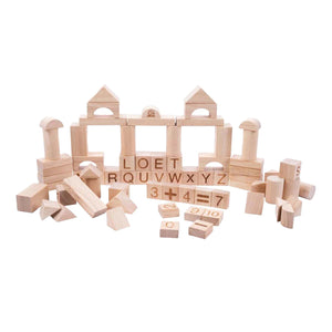 Set bouwplankjes, blokken en letters - 84dlg.