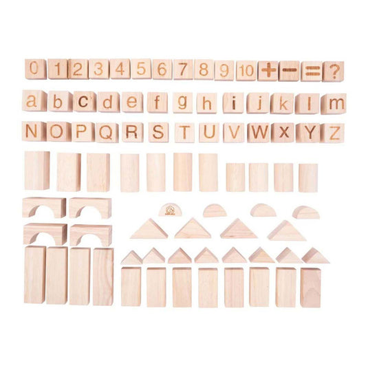 Set bouwplankjes, blokken en letters - 84dlg.