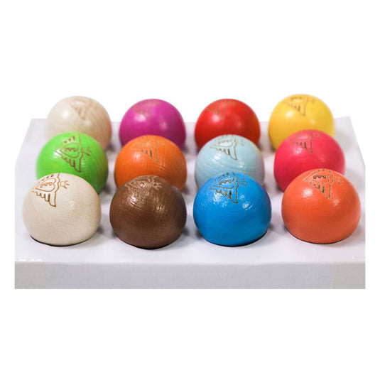 Engelhart jeu de boules houten buts set – 12 stuks fluor naturel – ø30 mm – pétanque – longfield