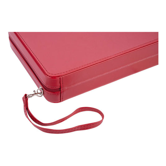 Backgammon reisspel met rits - rood