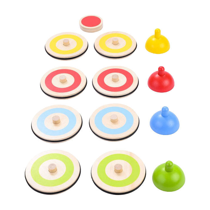 ギャラリービューアに画像をロードする, Engelhart indoor curling spel – houten speelset – tafel curling game – behendigheidsspel – inclusief 8 stones, 4 pionnen en target – gezelschapsspel –
