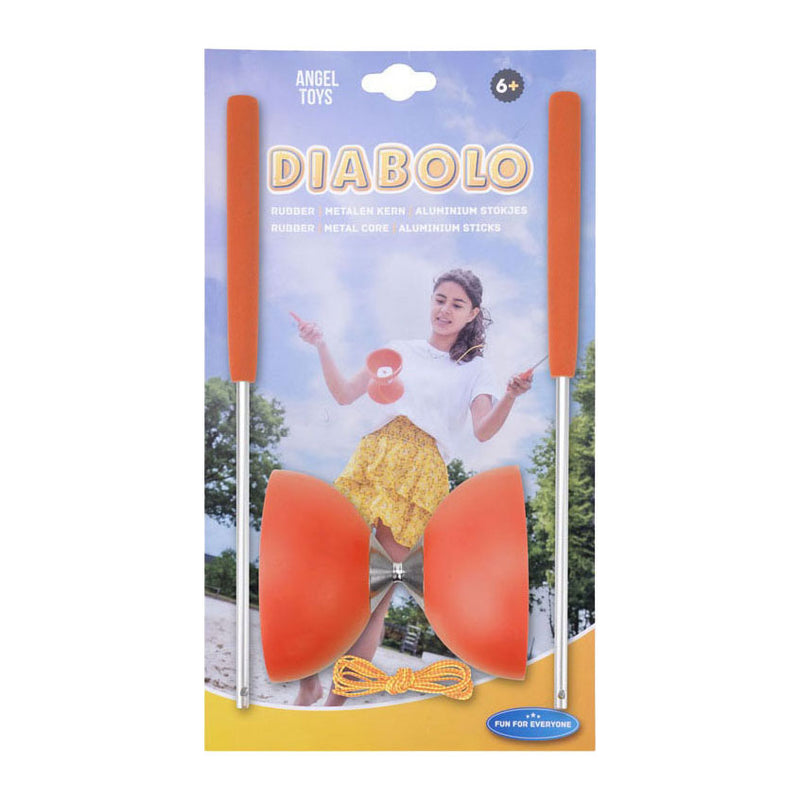 Chargez l'image dans la visionneuse de la galerie, Engelhart diabolo van rubber met metalen stokjes - fluor rood
