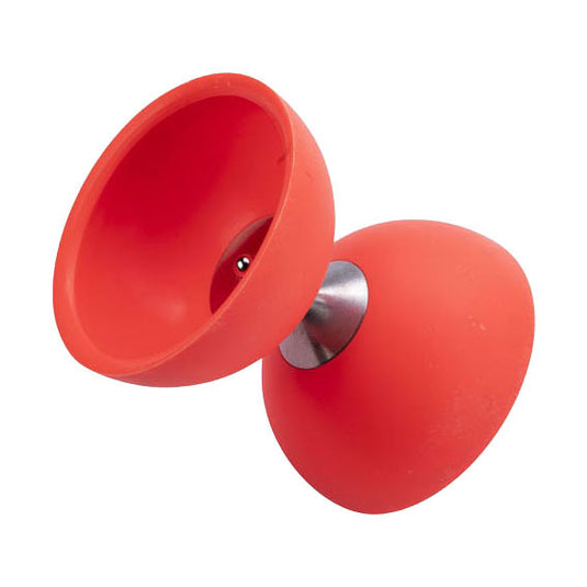 Engelhart diabolo van rubber met metalen stokjes - fluor rood