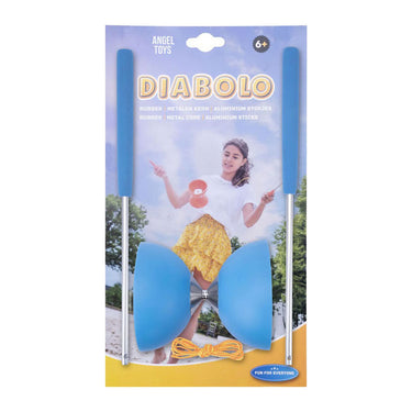 Engelhart diabolo van rubber met metalen stokjes - blauw
